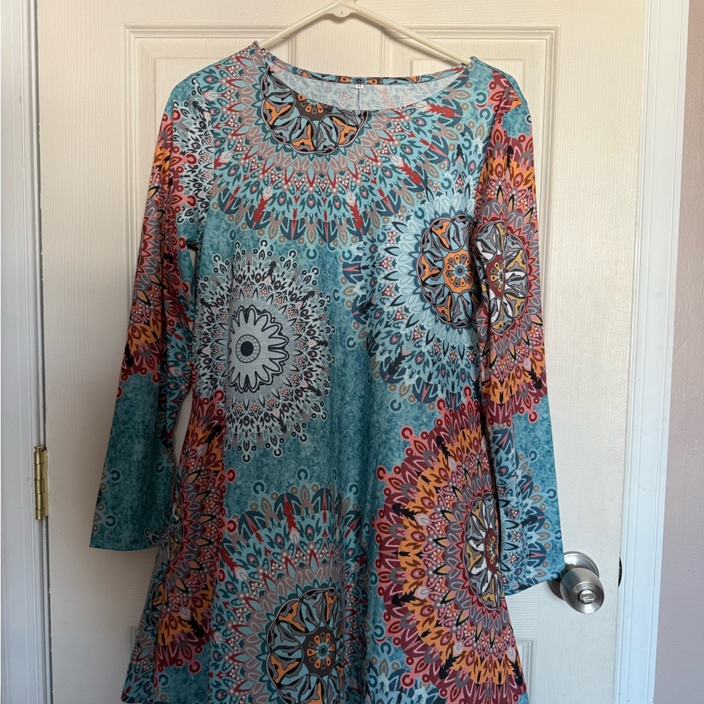 Multicolor Mandala Print Women's Dress